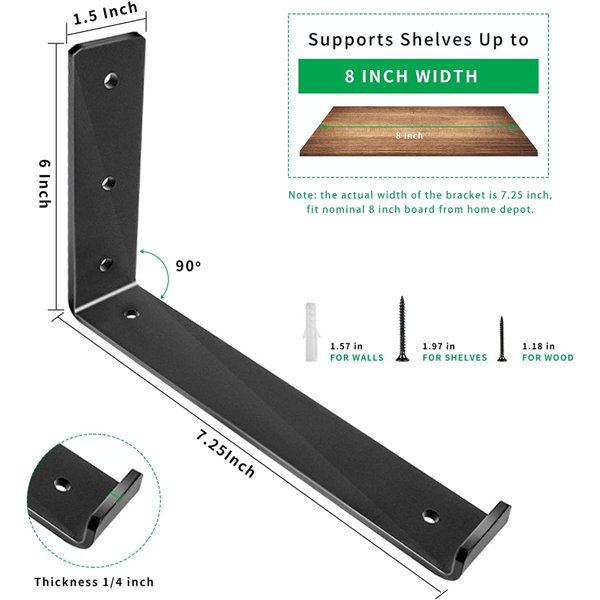 Symple Stuff Shelf Brackets 8 Inch, Premium Heavy Duty L Bracket With